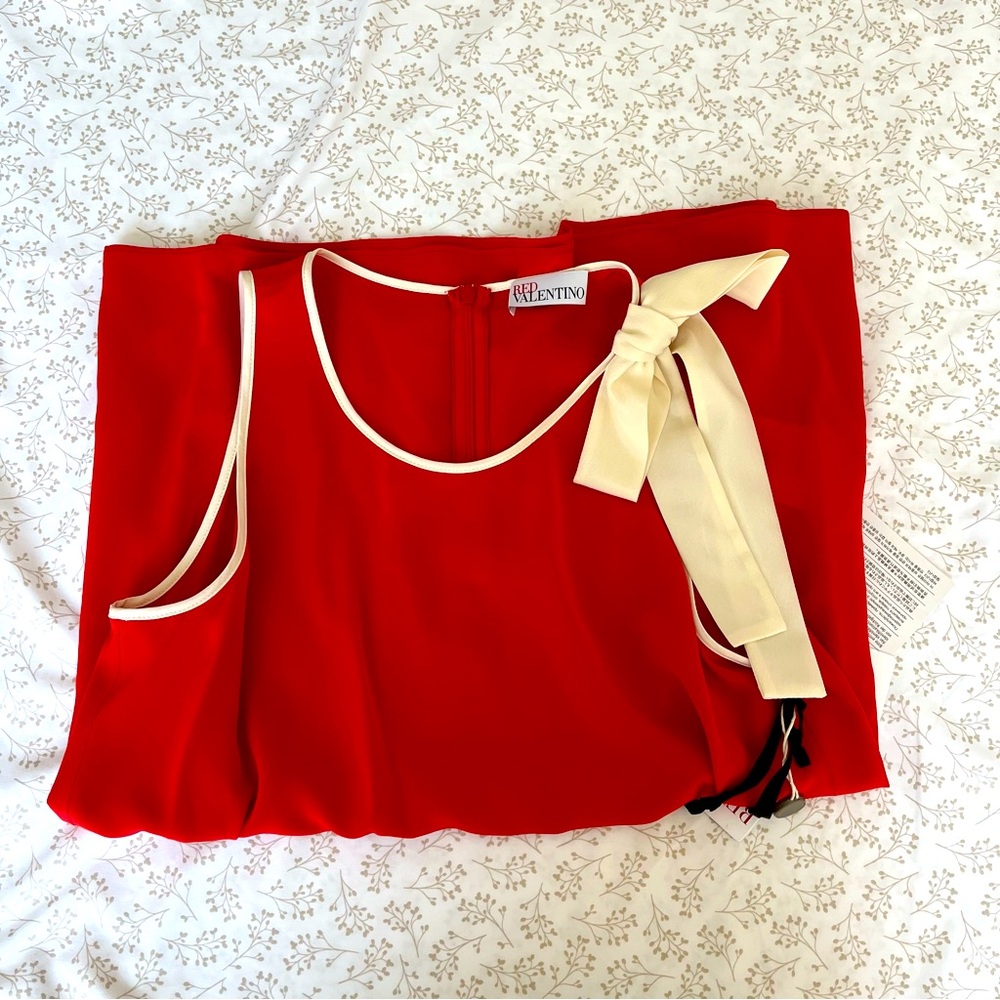 Red Valentino silk tank top with bow